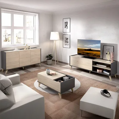 Produktbild von Tuscola - Wohnzimmer-Möbelset, Eiche Braun, Modular