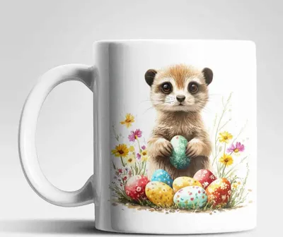 Produktbild von Ostern Erdmännchen Ostereier Kaffeetasse Teetasse Tasse Geschenkidee 325 ml – 5642708-Erdmannchen-02