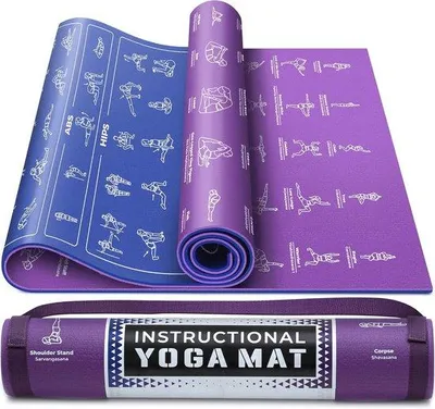 Productafbeelding van Yogamat met Draagriem en 75 Geïllustreerde Yogahoudingen en Rekoefeningen
