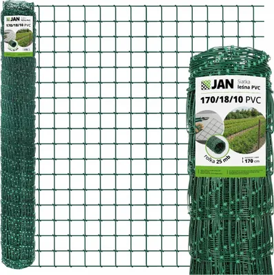 Obrázek produktu pro Uzlový plot - 170/18/10 zelený, výška 170 cm, žárově pozinkovaný + potažený PVC, role 25 m, 18 vodorovných drátů, plot proti zvěři