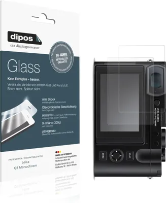 Produktbild von 2x Schutzfolie für Leica Q3 Monochrom matt - Anti-Shock 9H Folie dipos Glass Kunststoffglas