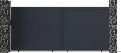 Produktbild von Elektrisches Schiebetor aus massivem Aluminium L374 x H180 cm anthrazit NAZARIO
