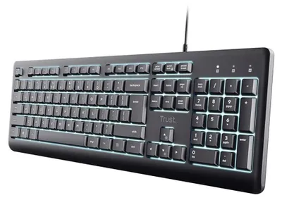 Zdjęcie produktu dla Trust Primo Beleuchtete, Pełnowymiarowy (100%), Przewodowa, USB, QWERTY, Czarny