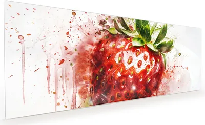 Produktbild von Küchenrückwand Spritzschutz Glas mit Motiv Erdbeerkunstwerk 40 x 40 cm