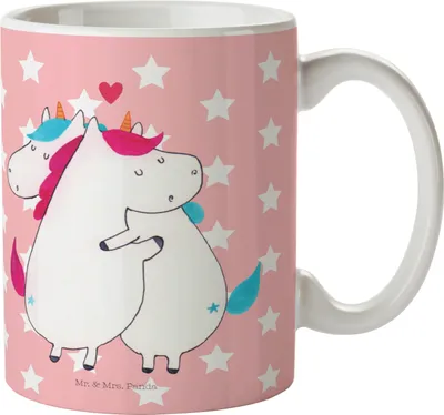 Produktbild von Mr. & Mrs. Panda Tasse Einhorn Mitteilung - Rot Pastell - Geschenk, Pott, Witzig, Kaffeebecher, Valentinstag, Unicorn, Teetasse, Becher, Liebe, Kaffeetasse, Einhörner