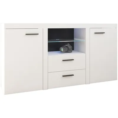 Produktbild von RODOS Kommode weiß mit 2 Schubladen und 2 Türen, 82x156,4x40,3 cm (HxBxT)