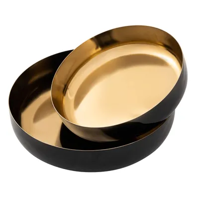 Produktbild von Deko Schale 2er Set rund ø 22 Knabberschale Glam hochwertig Emaille schwarz