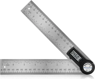 Image de Rapporteur numérique Preciva avec fonction de blocage - Règle en acier inoxydable - 400 mm