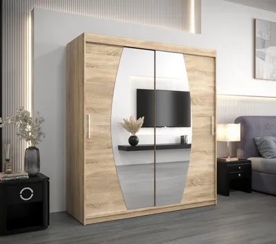 Produktbild von Schwebetürenschrank DITA – Breite 180 cm, Eiche Sonoma