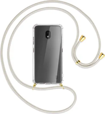 Produktbild von Handykette Backcover-Schutzhülle mit Band (Metall goldfarben) für Nokia 2.2 - broken white