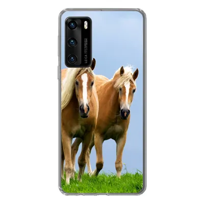 Produktbild von MuchoWow® Handyhülle Schutzhülle Hülle für Huawei P40 Pferde - Gras - Luft Silikon Softcase Handy Hülle - Handytasche