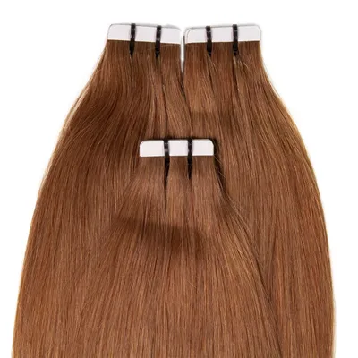 Image de hair2heart Premium Tape Extensions Human Hair Straight - 10 pásků 2,5g 40cm Light Brown