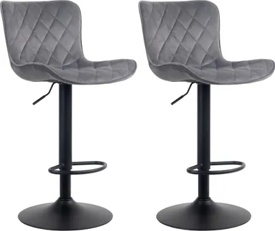 Produktbild von CLP 2er Set Barhocker Emma höhenverstellbar und 360 drehbar dunkelgrau Material Samt