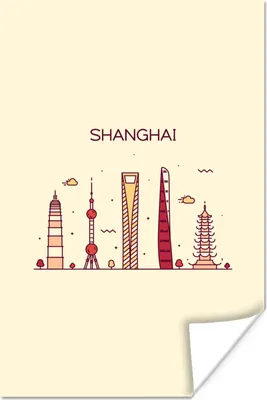 Produktbild von MuchoWow® Poster Shanghai - Skyline - China 80x120 cm - Papierdruck