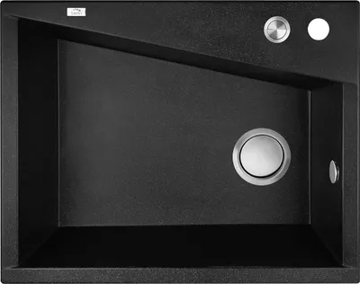 Zdjęcie produktu dla Laveo Grenada zlewozmywak granitowy 1-komorowy czarny, prostokątny 600x480 mm, odpływ 3,5", syfon Space Saving, 10 lat gwarancji