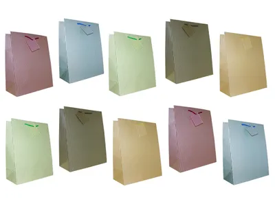 Produktbild von Geschenktaschen Geschenktüten Geburtstag Allgemein Geschenkverpackung Beutel Streifen Klein 10er Set 14 x 11 x 6,5 cm