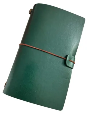 Produktbild von A6 Kunstleder Notizbuch nachfüllbar mit Taschen Organizer Reisetagebuch Grün 120x200mm