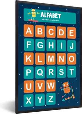 Produktbild von MuchoWow® MuchoWow® Gerahmtes Poster Kinderzimmer - Lernen - Alphabet - Mädchen - Kinder - Kinder 40x60 cm - Poster mit zchwarzem Bilderrahmen - Papierdruck - Wandbilder
