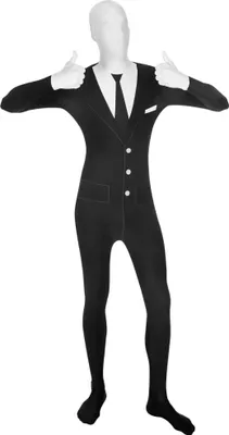Produktbild von Original Lizenz Morphsuit Krawatte Gentlemankostüm Kostüm Ganzkörperanzug Anzug Ganzkörper Schwarz Gr. XL