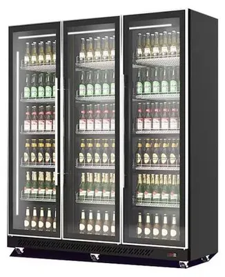 Produktbild von Gastro Kühlschrank | Lagerkühlschrank | Gewerbekühlschrank | 3 Glastüren | Schwarz | 1600 Liter | +2 bis +10 °C