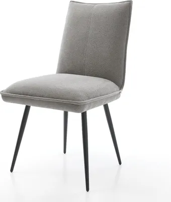 Produktbild von DELIFE Esszimmerstuhl Lelio-Flex Strukturstoff Soft Grau 4-Fuß konisch Schwarz Taschenfederkern
