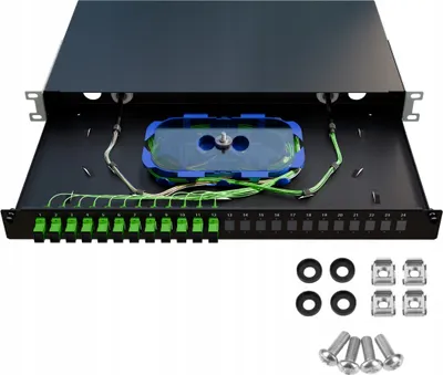 Produktbild von Rack Montage Glasfaser Anschlussdose Verteilerkasten 19 Zoll 1HE 24x Simplex
