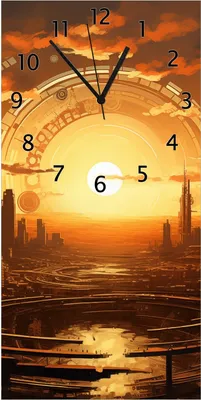 Produktbild von Wallario Design Wanduhr Sonnenportal in die Zukunft aus Echtglas, Größe 30 x 60 cm