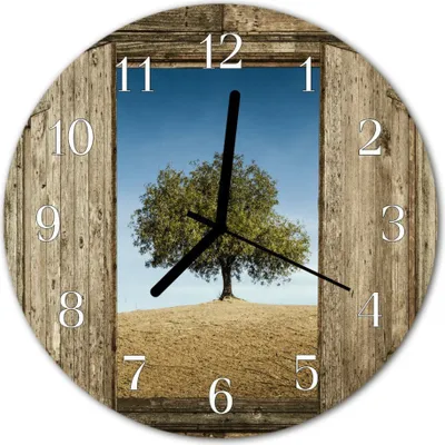 Produktbild von Glasuhr Wanduhr Küchenuhr Echt-Glas 30fi cm Baum braun