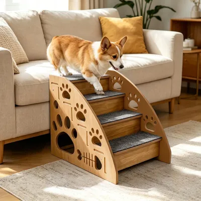 Productafbeelding van Hondentrap voor kleine honden - 3 treden - Antislip