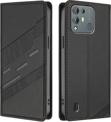 Image de Etui pour Blackview A55 Pro, étui portefeuille en cuirPolyuréthaneavec fente pour cartes et fonction stand Schwarz