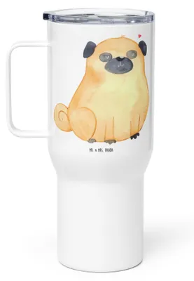 Produktbild von Mr. & Mrs. Panda Thermobecher Mops - Weiß - Geschenk, thermosbecher, Hundeliebe, Kaffee-to-go-Becher, Knuffig, Hund, Sprüche, Großer, Thermos-Becher, Liebe, Teetasse