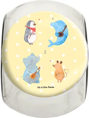Produktbild von Mr. & Mrs. Panda Bonboniere Big Band L 870ml - Gelb Pastell - Geschenk, keksglas, Gitarre, gewürzglas, Musik, Hund, Vorratsdose, Pinguin, Vorratsglas, Maus, glasbehälter