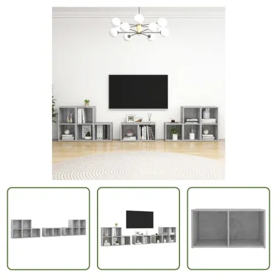 Produktbild von The Living Store 8-tlg. TV-Schrank-Set Betongrau Holzwerkstoff