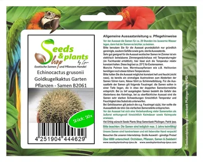 Produktbild von 50x Echinocactus grusonii Goldkugelkaktus Garten Pflanzen - Samen B2061