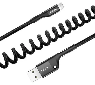 Zdjęcie produktu dla Kabel Baseus Fish Eye USB-Lightning 1m 2A czarny sprężynowy