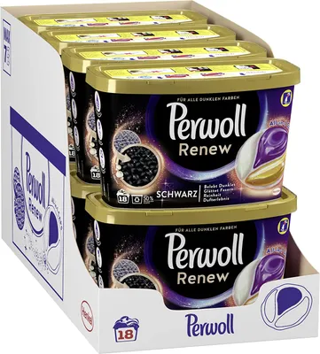 Produktbild von Perwoll Renew Caps Schwarz & Faser 8x18 Wäschen all in 1 Waschmittel Fasern