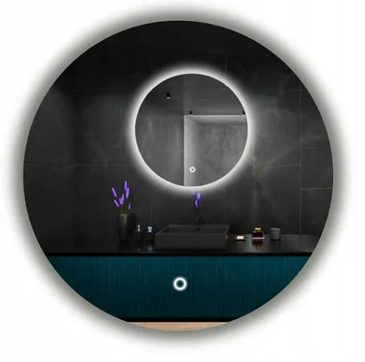 Immagine prodotto di Specchio illuminato a LED, forma circolare, diametro 50 cm, con interruttore a sensore touch, grado di protezione IP65