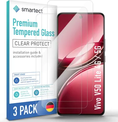 Produktbild von 3x Schutzglas Panzerfolie Klar für Vivo V50 Lite 4G / 5G Displayschutz Hartglas