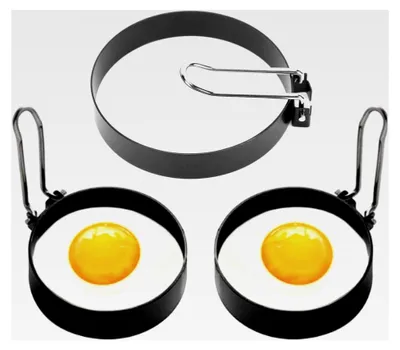 Produktbild von 2 Stück runde Eierringe aus Edelstahl, Antihaft-Pfannkuchen- und Spiegelei-Maker