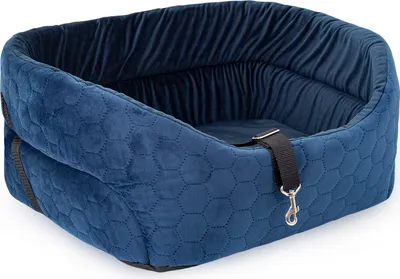 Produktbild von BOUTIQUE ZOO Hunde Autositz Universal Waschbar Abriebfest, Autositz Hund für Vordersitz, Beifahrersitz, Rückbank, Hundebett Hundetasche, L: 56 x 48 x 22 cm, Blau - WildKunstleder - Velvet