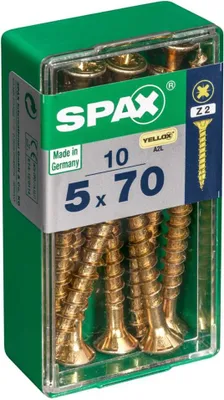 Immagine prodotto di Set di 10 viti in acciaio a testa svasata pozidriv SPAX, Diam.5 mm x L.70 mm