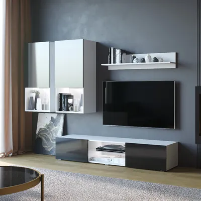Zdjęcie produktu dla Meblościanka DECO biały / czarny połysk