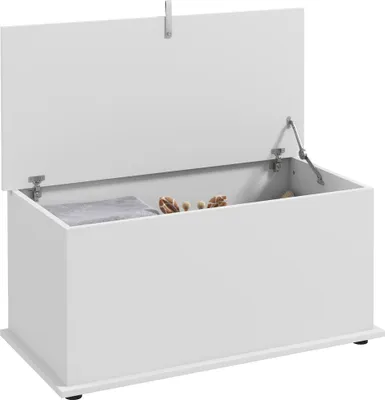 Produktbild von HOMCOM Sitztruhe, Mehrzweck-Aufbewahrungsbank mit Sicherheitsscharnieren, Schuhregal aus Holz, Aufbewahrungsbank mit Deckel, 80 x 40 x 40 cm, Weiß