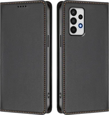 Produktbild von Handyhülle für Samsung Galaxy A52 / A52s 5G, Kunstleder Klapphülle Stoßfeste Magnetische Hülle mit Ständer Schwarz