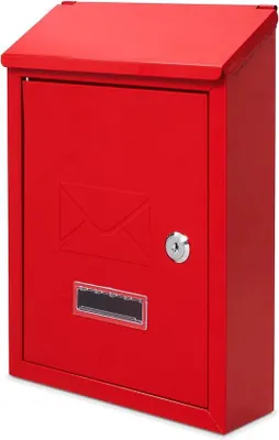 Produktbild von Famanu Wandbriefkasten - Wetterfest, abschließbar, mit 2 Schlüsseln - Rot