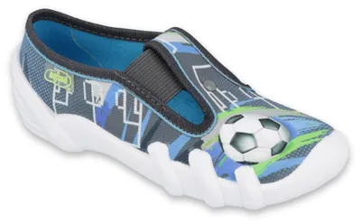 Produktbild von BEFADO Jungen Hausschuhe Fußball Gummiband Blau 30