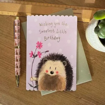 Produktbild von Karnet "Geburtstag, Igel und Blume" - Alex Clark