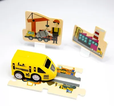 Image de Puzzle Circuit Automobile Chantier - 44 pièces - Circuit avec voiture jouet dès 3 ans