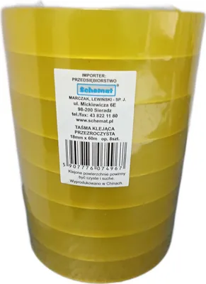 Imagen del producto de CINTA ADHESIVA TRANSPARENTE, 18 MM x 60 M, PAQUETE DE 8 UNIDADES. CÓDIGO: 4967