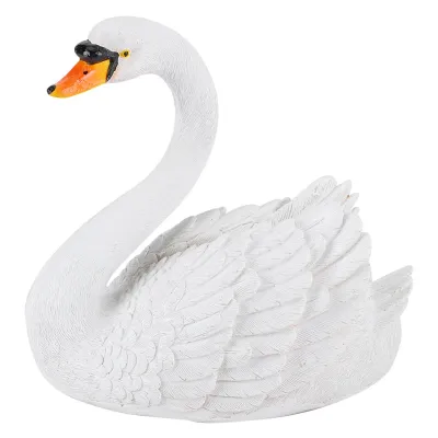 Image de Résine Simulation Flottant Cygne Blanc Figurine Ornement pour Paysage Cour Jardin Décoration